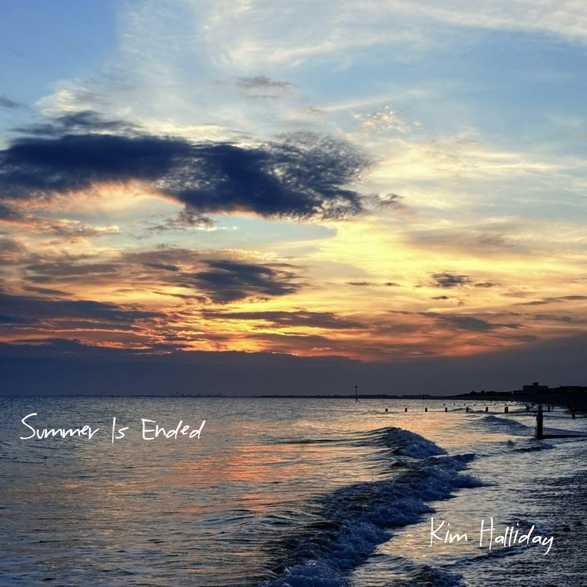 Summer Is Ended by Kim Halliday — a sunset over the sea, colour front cover